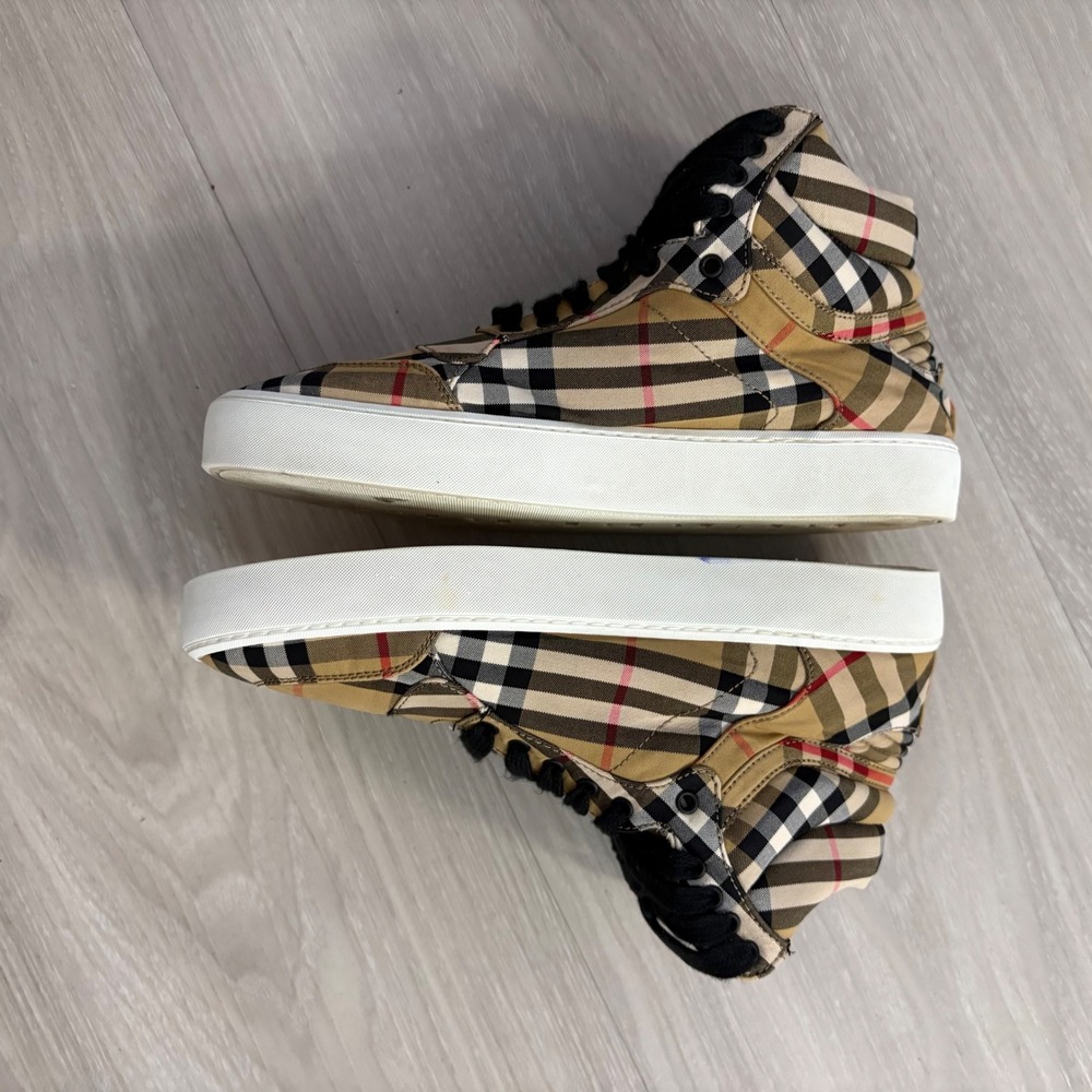 Burberry Shoe Women Vintage Check High Sneakers Tan Black ITLEOSH074CAS IT 38 - Picture 11 of 16